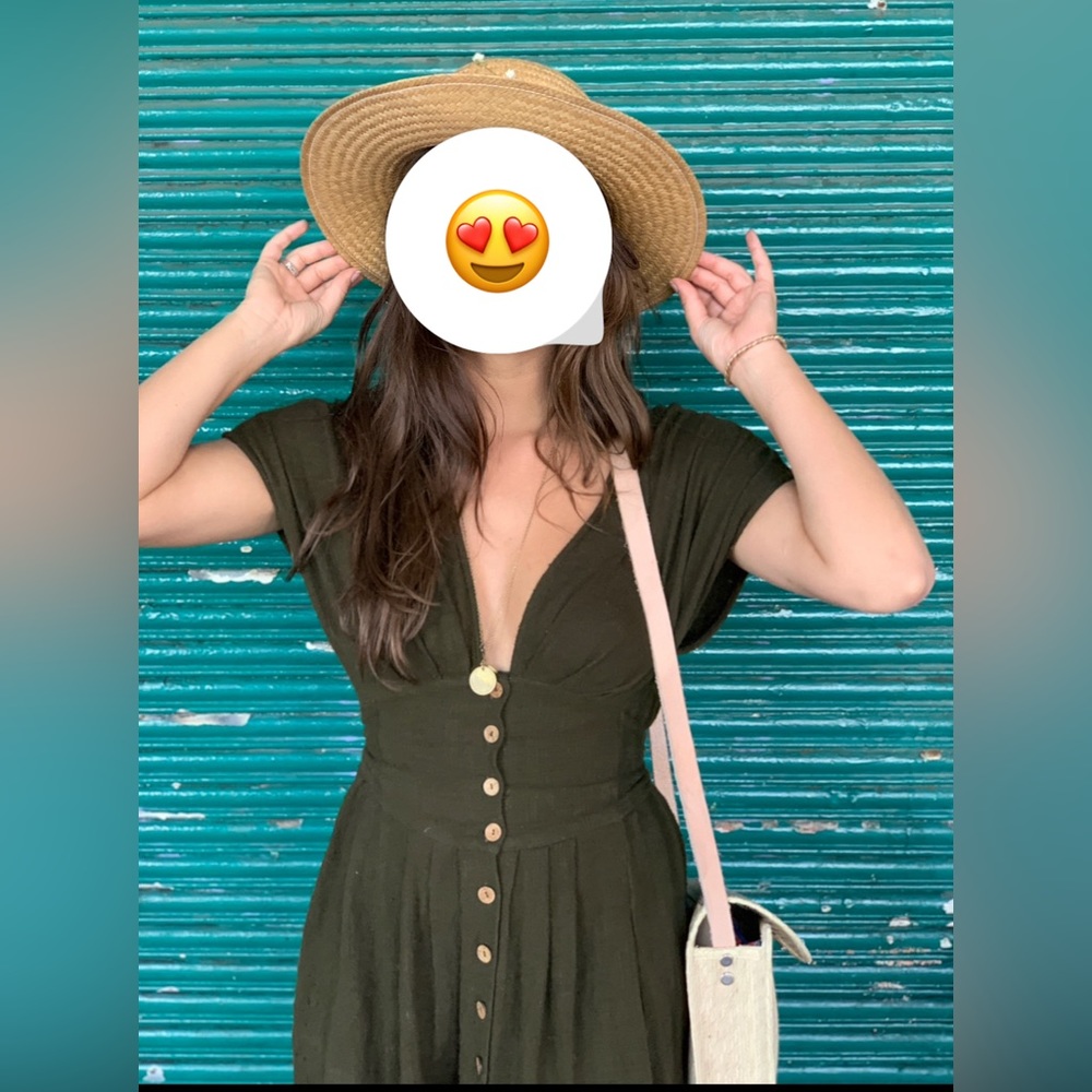 Free people brown with side, ties, and wood button details